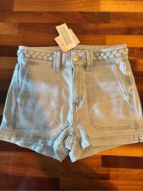 American Eagle Outfitters Light Blue Braided Waist Denim Shorts